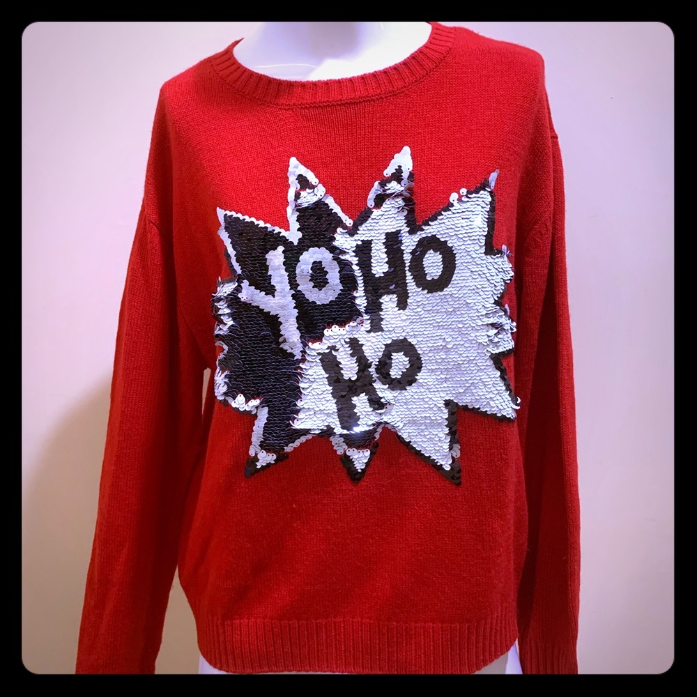 Red sequined Christmas sweater
